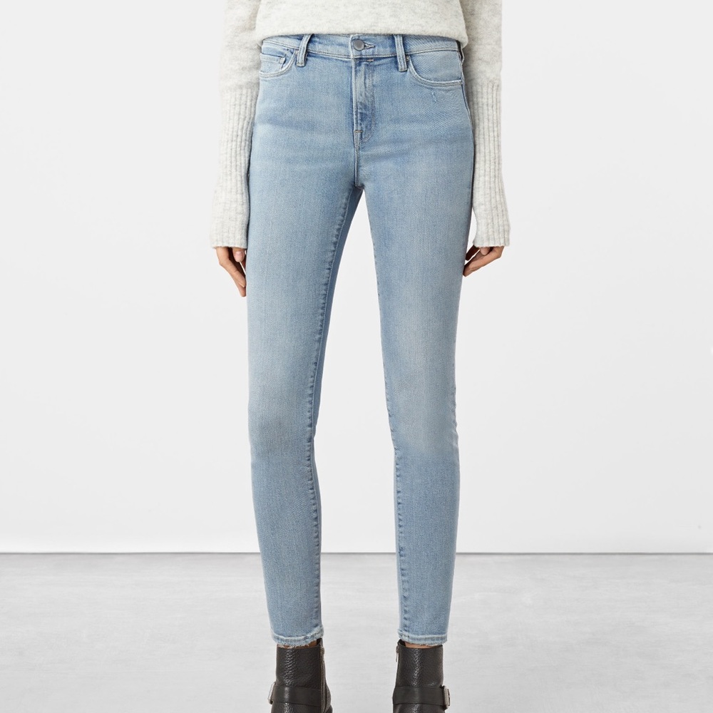 All saints eve light wash blue skinny jeans sz 25